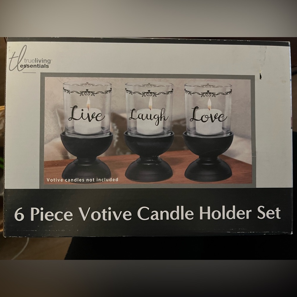 Black Candle Holders with Elegant Script and Goblet Shape